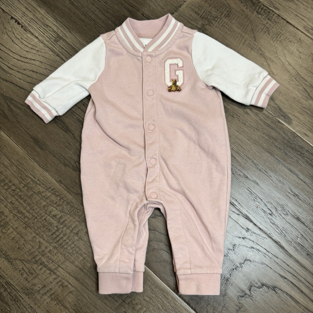 Baby GAP Varsity One Piece Pink Teddy Bear Size 0-3 Months